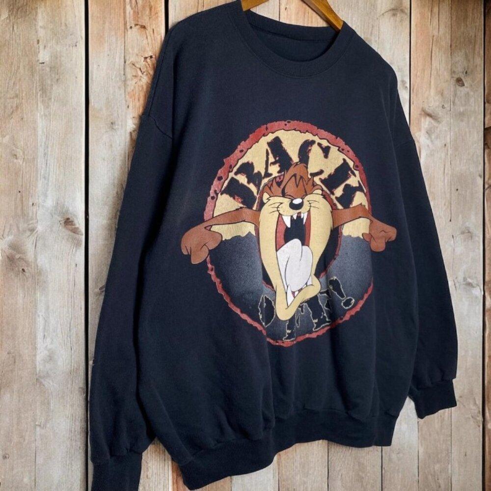 Black Tazmanian Devil Graphic Crewneck Sweatshirt - Picture 1 of 4